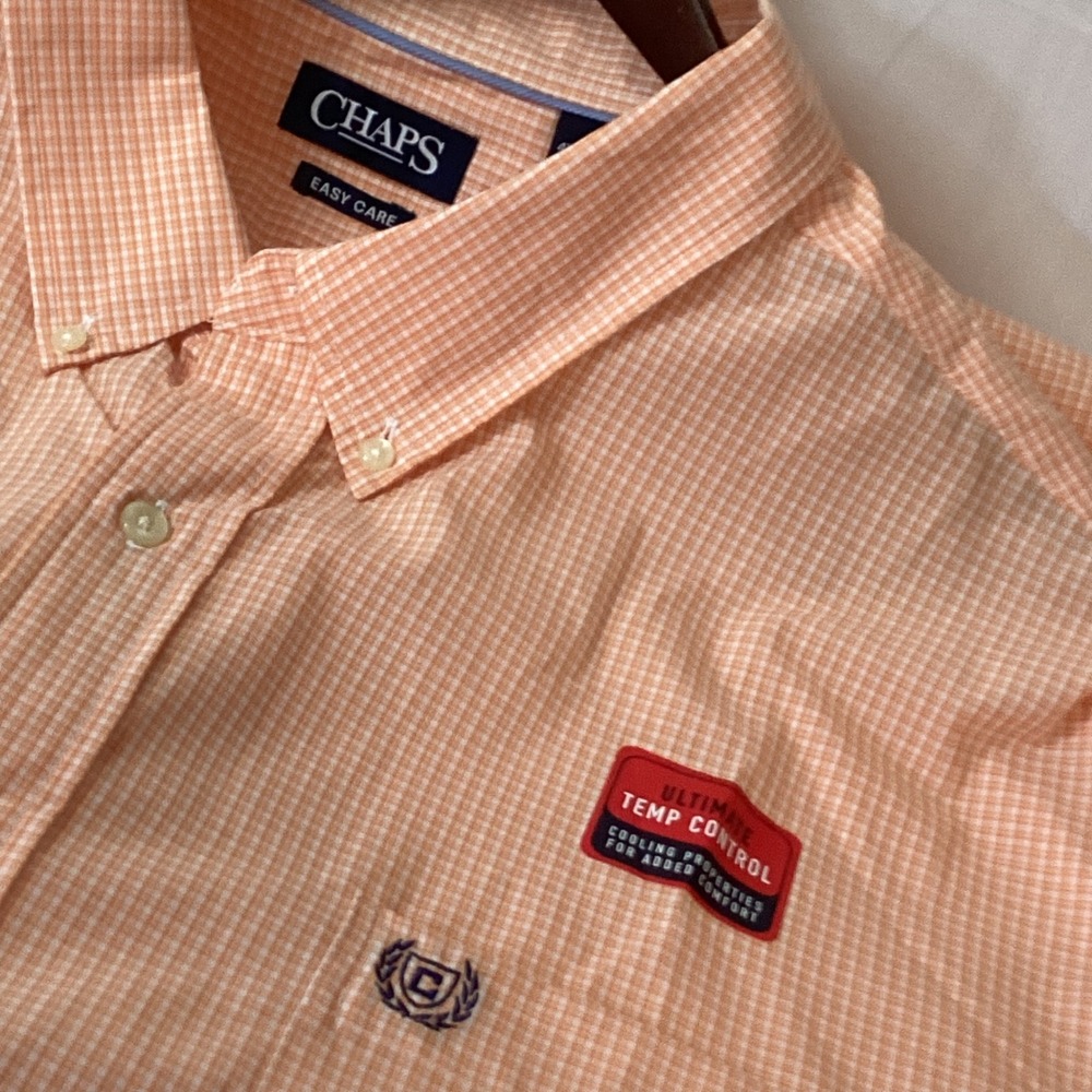 Mens Chaps Easy‎ Care Temp Control Short Sleeve Button Down Plaid Shirt - Picture 8 of 14